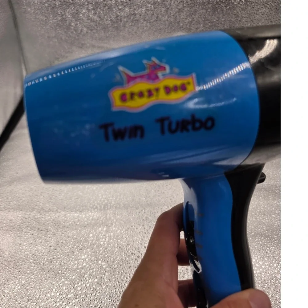 Crazy Dog Twin Turbo Professional Pet Grooming Hair Dryer Blue Dual Motor O2